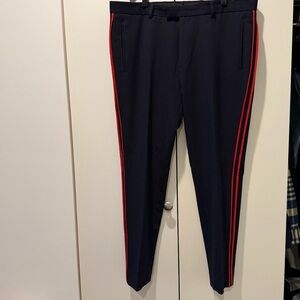 Topman Dark Blue Pants with Red Accents
